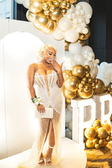 Ivory sweetheart split-front mermaid prom dress
