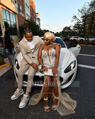 Luxury Long Sweetheart Sleeveless Mermaid Prom Dress with Beads and Slit