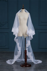 Luxury Tulle Lace Applique Edge 3*1.5M Wedding Veils with Sequined