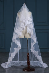 Luxury Tulle Lace Applique Edge 3*1.5M Wedding Veils with Sequined