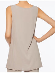 Chiffon Round Neck 3 4 Length Sleeves Ankle Length Mother Of The Bride Pantsuits With Jacket
