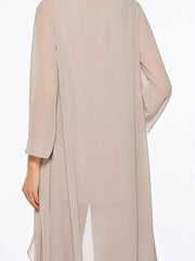 Chiffon Round Neck 3 4 Length Sleeves Ankle Length Mother Of The Bride Pantsuits With Jacket