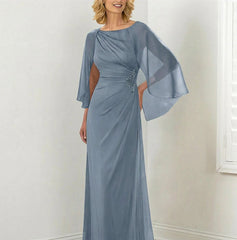 Sheath Column Round Neck Mother Of The Bride Dresses With Ruched