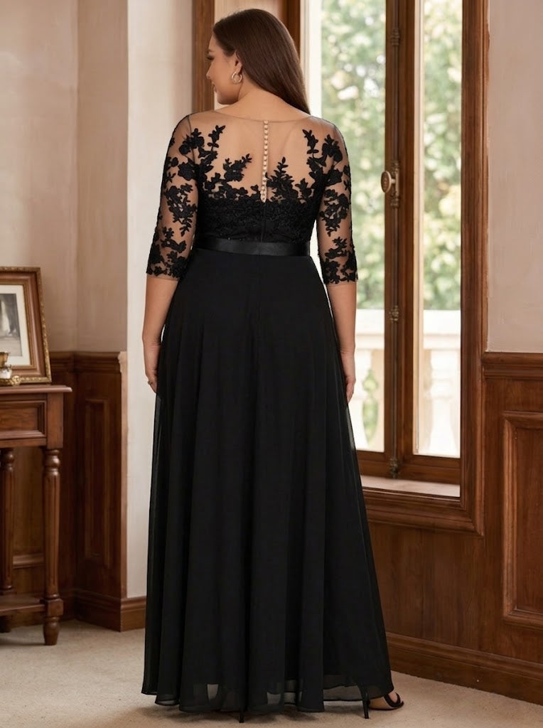 A Line Princess Jewel Neck 3 4 Length Sleeves Floor Length Plus Size Mother Of The Bride Pantsuits With Applique
