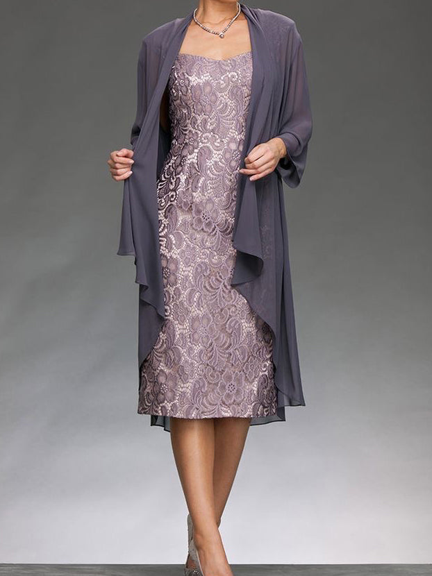 Sheath Column Sleeveless Mother Of The Bride Dresses With Applique Jacket