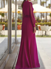 Sheath Column V Neck Mother Of The Bride Dresses With Belt