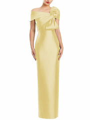 Sheath Column One Shoulder Floor Length Mother Of The Bride Dresses With Bow