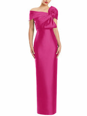 Sheath Column One Shoulder Floor Length Mother Of The Bride Dresses With Bow