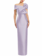 Sheath Column One Shoulder Floor Length Mother Of The Bride Dresses With Bow