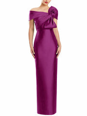 Sheath/Column One-Shoulder Floor-Length Mother of the Bride Dresses with Bow
