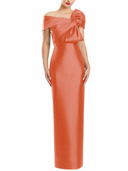 Sheath Column One Shoulder Floor Length Mother Of The Bride Dresses With Bow