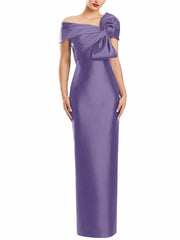 Sheath Column One Shoulder Floor Length Mother Of The Bride Dresses With Bow
