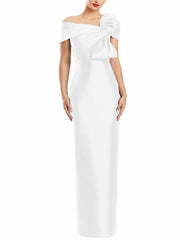 Sheath Column One Shoulder Floor Length Mother Of The Bride Dresses With Bow