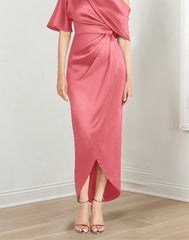 Sheath Column One Shoulder Short Sleeves Asymmetrical Mother Of The Bride Dresses With Ruffles