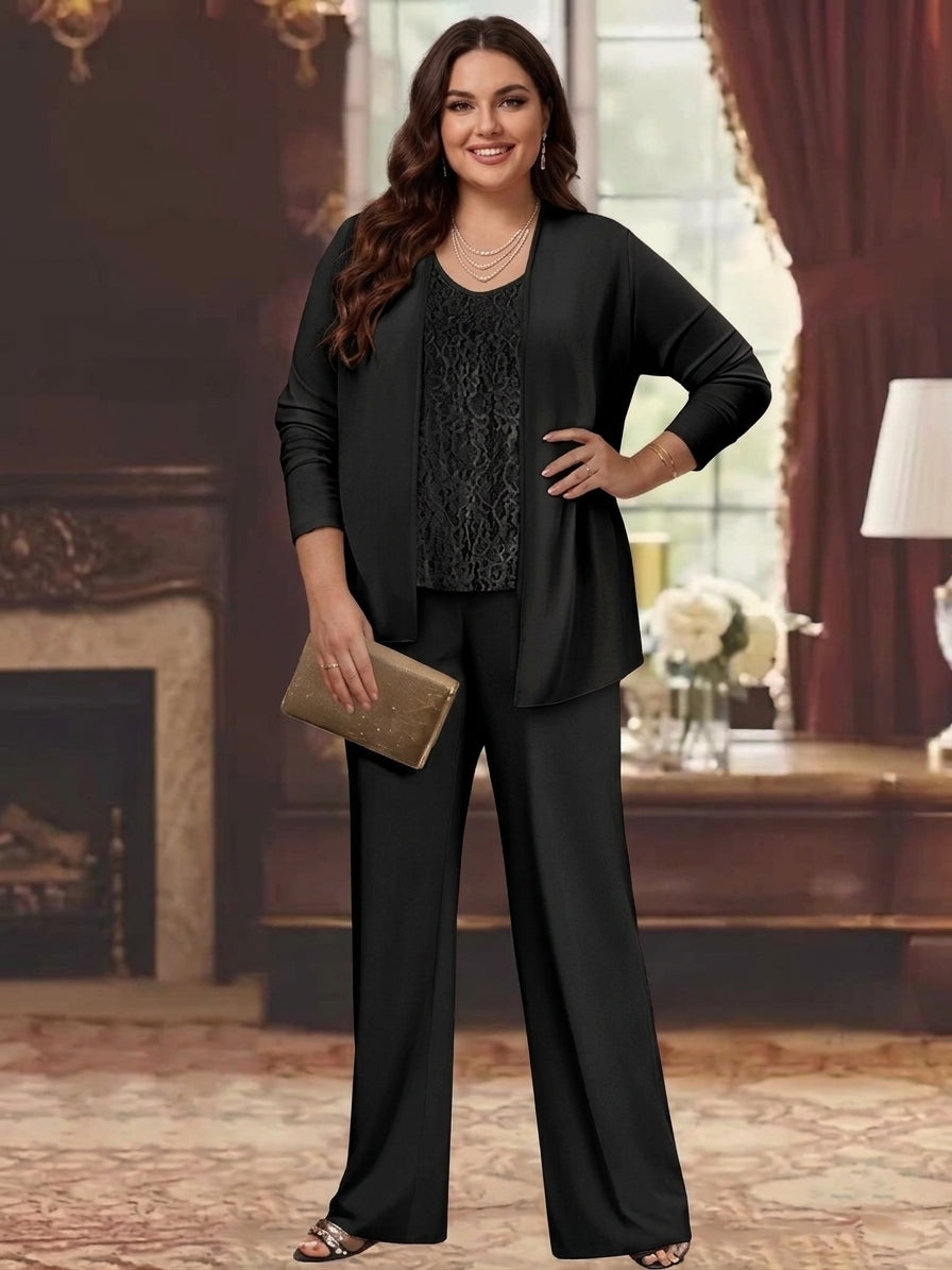 Chiffon Plus Size Mother Of The Bride Pantsuits With Jacket