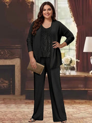 Chiffon Plus Size Mother Of The Bride Pantsuits With Jacket