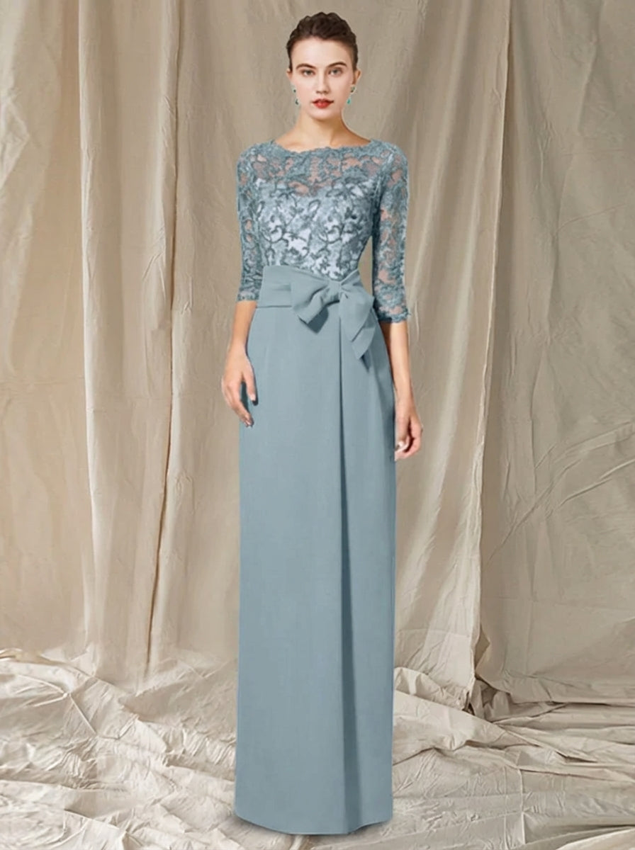Sheath Column Jewel Neck Floor Length Mother Of The Bride Dresses