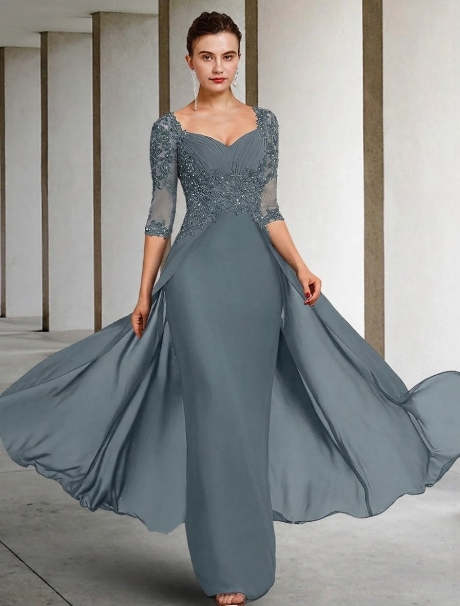 A Line Princess Square Neck Floor Length Mother Of The Bride Dresses