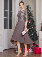 A Line Princess Scoop Asymmetrical Mother Of The Bride Dresses