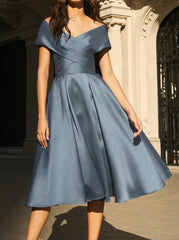 A Line Princess Off The Shoulder Satin Mother Of The Bride Dresses
