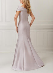 Trumpet Mermaid Off The Shoulder Satin Mother Of The Bride Dresses With Applique Beading