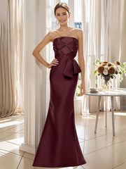 Trumpet Mermaid Strapless Sleeveless Floor Length Mother Of The Bride Dresses With Bowknot