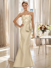 Trumpet Mermaid Strapless Sleeveless Floor Length Mother Of The Bride Dresses With Bowknot