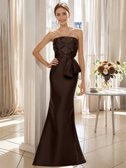 Trumpet Mermaid Strapless Sleeveless Floor Length Mother Of The Bride Dresses With Bowknot