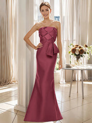 Trumpet Mermaid Strapless Sleeveless Floor Length Mother Of The Bride Dresses With Bowknot