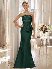 Trumpet Mermaid Strapless Sleeveless Floor Length Mother Of The Bride Dresses With Bowknot