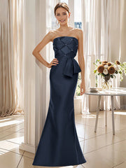 Trumpet Mermaid Strapless Sleeveless Floor Length Mother Of The Bride Dresses With Bowknot
