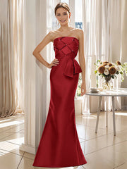 Trumpet Mermaid Strapless Sleeveless Floor Length Mother Of The Bride Dresses With Bowknot