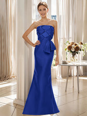Trumpet Mermaid Strapless Sleeveless Floor Length Mother Of The Bride Dresses With Bowknot