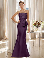 Trumpet Mermaid Strapless Sleeveless Floor Length Mother Of The Bride Dresses With Bowknot