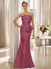 Trumpet Mermaid Strapless Sleeveless Floor Length Mother Of The Bride Dresses With Bowknot