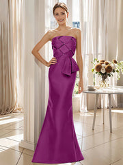 Trumpet Mermaid Strapless Sleeveless Floor Length Mother Of The Bride Dresses With Bowknot