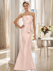 Trumpet Mermaid Strapless Sleeveless Floor Length Mother Of The Bride Dresses With Bowknot