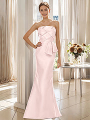 Trumpet Mermaid Strapless Sleeveless Floor Length Mother Of The Bride Dresses With Bowknot