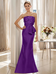 Trumpet Mermaid Strapless Sleeveless Floor Length Mother Of The Bride Dresses With Bowknot