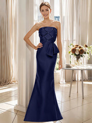 Trumpet Mermaid Strapless Sleeveless Floor Length Mother Of The Bride Dresses With Bowknot