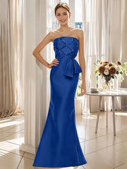 Trumpet Mermaid Strapless Sleeveless Floor Length Mother Of The Bride Dresses With Bowknot