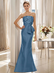 Trumpet Mermaid Strapless Sleeveless Floor Length Mother Of The Bride Dresses With Bowknot