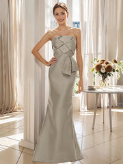 Trumpet Mermaid Strapless Sleeveless Floor Length Mother Of The Bride Dresses With Bowknot