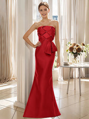 Trumpet Mermaid Strapless Sleeveless Floor Length Mother Of The Bride Dresses With Bowknot