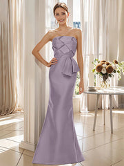 Trumpet Mermaid Strapless Sleeveless Floor Length Mother Of The Bride Dresses With Bowknot