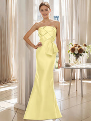 Trumpet Mermaid Strapless Sleeveless Floor Length Mother Of The Bride Dresses With Bowknot