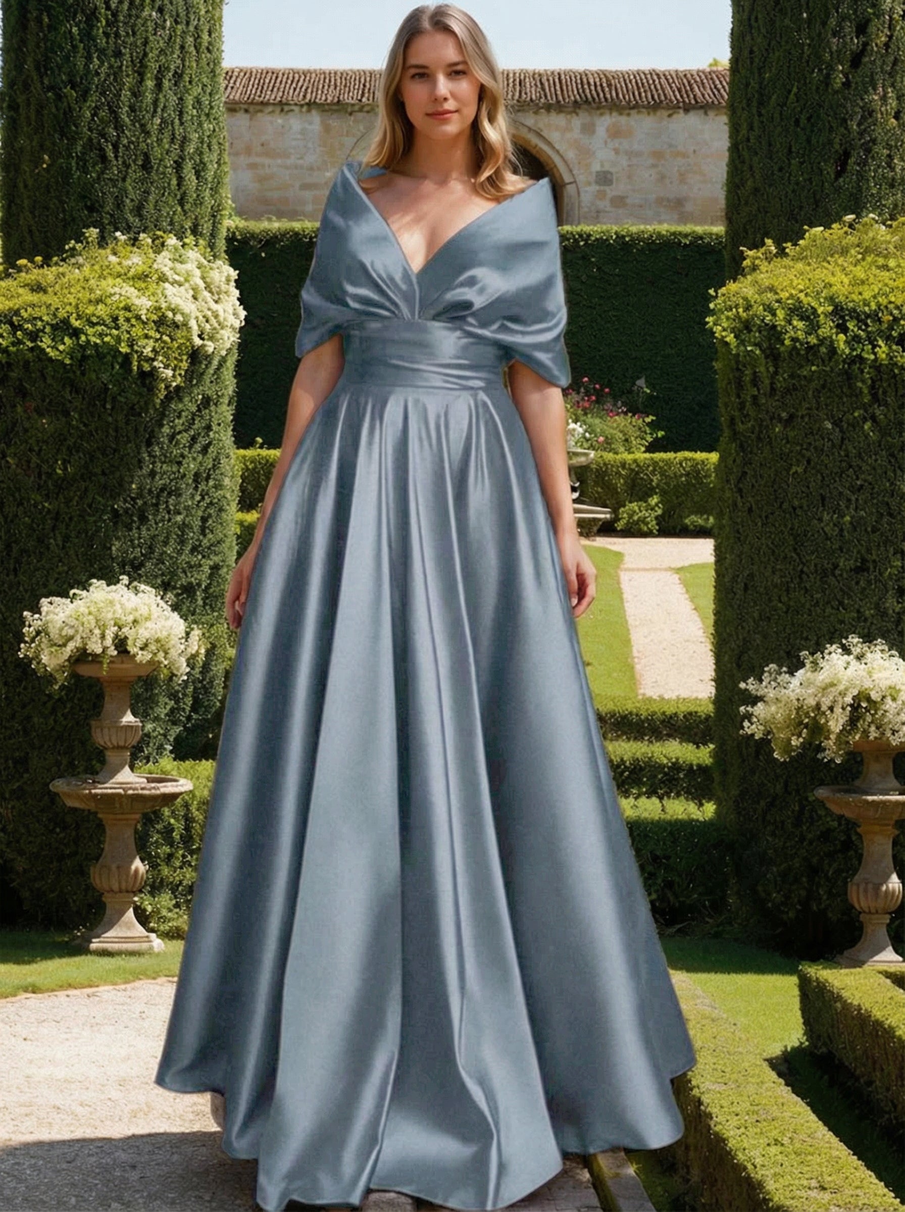 A Line Princess V Neck Mother Of The Bride Dresses