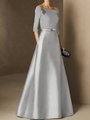 A-Line/Princess Off-the-Shoulder Short Sleeves Mother of the Bride Dresses with Belt Applique