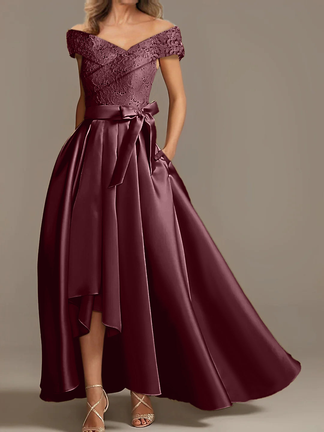 A Line Princess Off The Shoulder Asymmetrical Mother Of The Bride Dresses With Ruffles