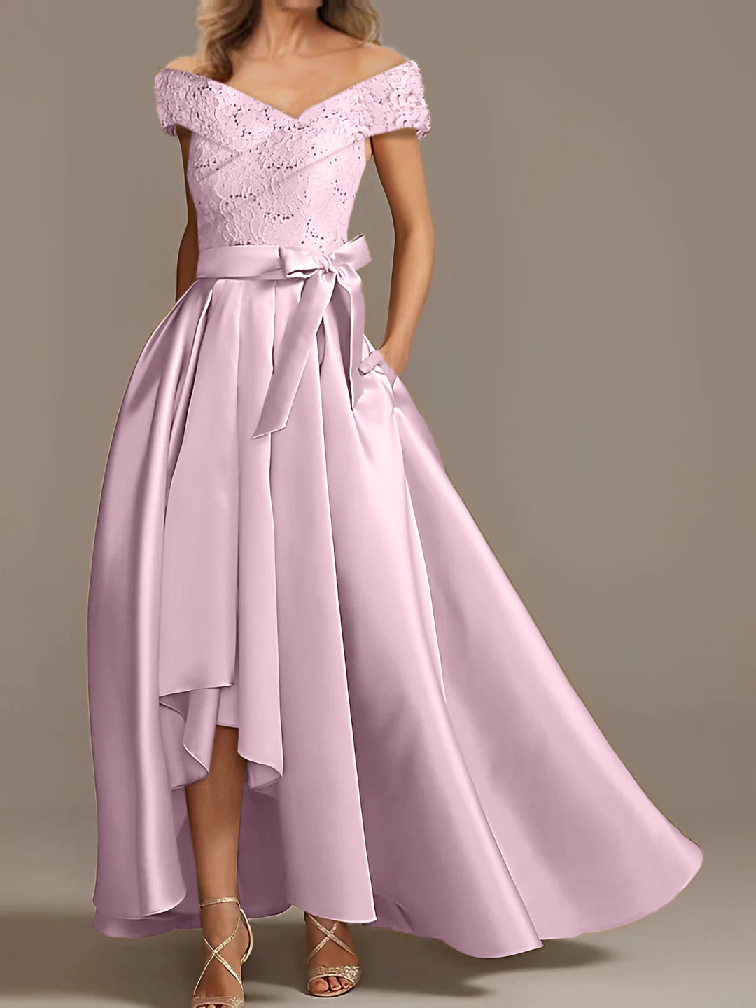 A Line Princess Off The Shoulder Asymmetrical Mother Of The Bride Dresses With Ruffles